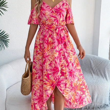 Printed Cold Shoulder Midi Cami Dress - Image 9