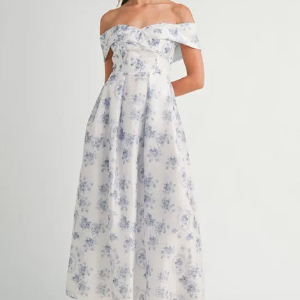 MABLE Floral Printed Off Shoulder Maxi Dress - Image 1