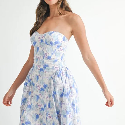 MABLE Sweetheart Neckline Floral Printed Midi Dress - Image 10