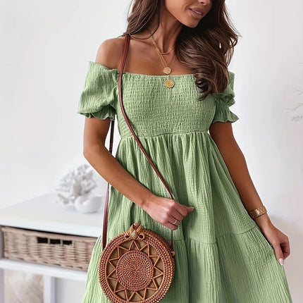 Full Size Ruffled Off-Shoulder Short Sleeve Dress - Image 6