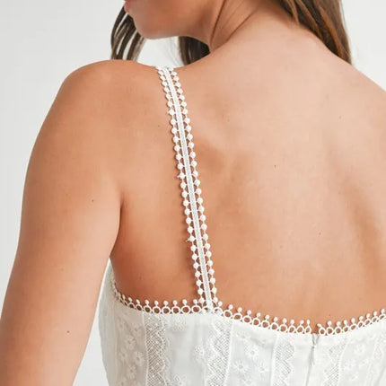 MABLE Eyelet Lace Babydoll Mini Cami Dress - Image 9