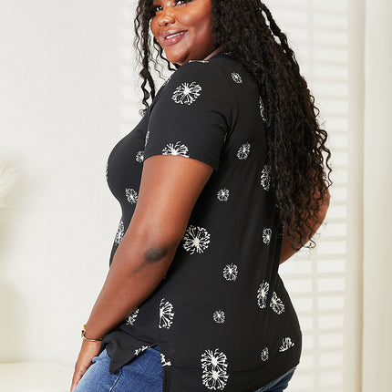 Double Take Dandelion Print Round Neck T-Shirt - Image 2