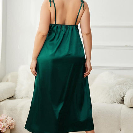 Plus Size Tie-Shoulder Midi Night Dress - Image 7