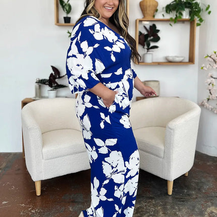 Double Take Full Size Printed Tie Back Wide Leg Jumpsuit - Image 10