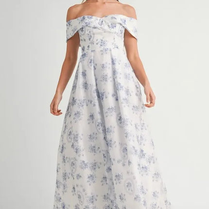 MABLE Floral Printed Off Shoulder Maxi Dress - Image 2