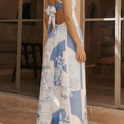 Cutout Back Printed Square Neck Maxi Dress - Image 6