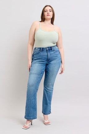 Judy Blue HW Tummy Control Vintage Wash Side Slit Slim Boot Jeans - Image 14