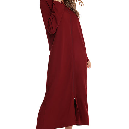 Zip Front Hooded Night Dress with Pockets - Image 15