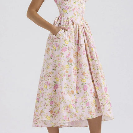 Floral V-Neck Sleeveless Midi Dress with Pockets - Image 16