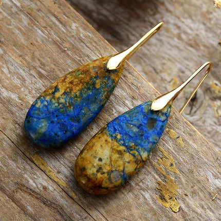 Teardrop Shape Natural Stone Dangle Earrings - Image 7
