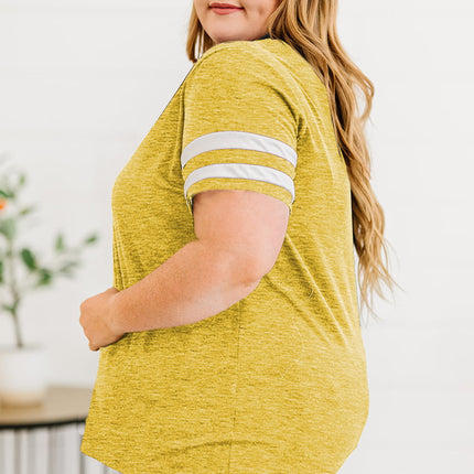 Plus Size Striped V-Neck Tee Shirt - Image 26