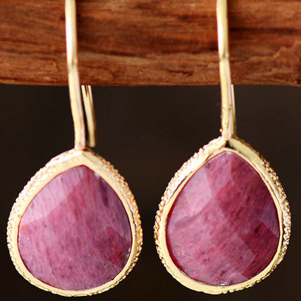 Handmade Natural Stone Teardrop Earrings - Image 4