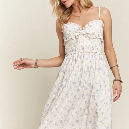 ADORA Smocked Floral Sweetheart Neck Cami Dress - Image 7