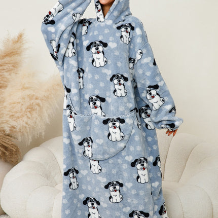 Fuzzy Pocketed Long Sleeve Hooded Lounge Dress - Image 20