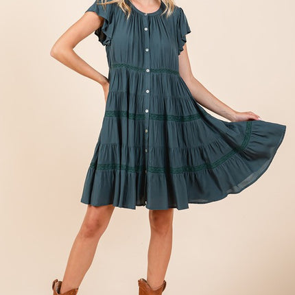 Mittoshop Lace Detail Ruffled Button Down Tiered Dress - Image 5