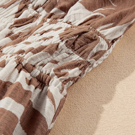 Floral Shirred High Waist Spaghetti Straps Dress - Image 11