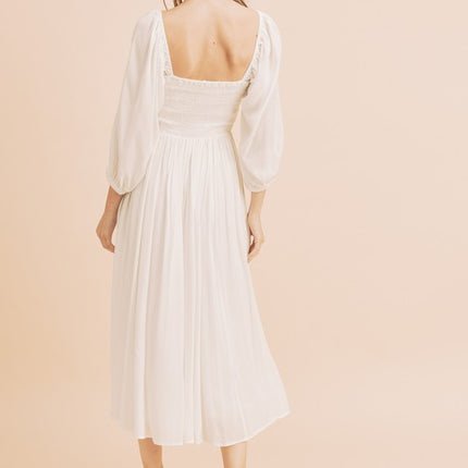 Aemi + Co Ruffled Smocked Square Neck Balloon Sleeve Dress - Image 5