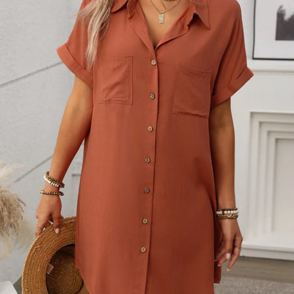 Button Down Short Sleeve Mini Dress - Image 5