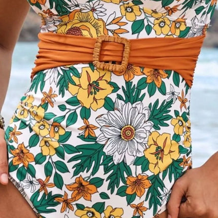 Ruffled Plunge Floral One-Piece Swimwear - Image 3