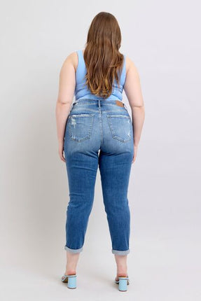 Judy Blue Full Size Button Fly Distressed Jeans with Pockets Plus Size - Image 14