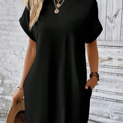 Round Neck Short Sleeve Mini Dress - Image 1