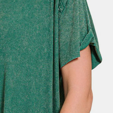 Zenana Washed Ribbed Short Sleeve Top - Image 3