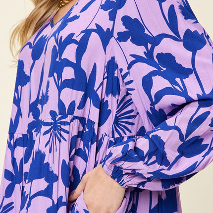 Double Take Full Size Printed Ruffle Hem Dress with Pocket - Image 15