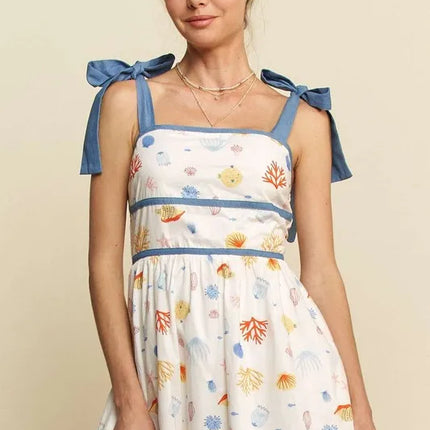 Davi & Dani Denim Binding Detail Smocking Summer Maxi Dress - Image 4