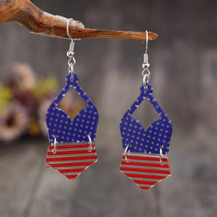 US Flag Pattern Acrylic Earrings - Image 1