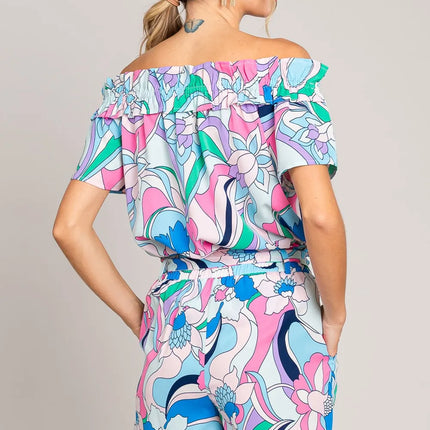 Cotton Bleu by Nu Label Abstracted Print Tie Front Shorts - Image 2