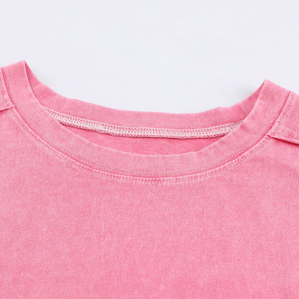 Round Neck Dropped Shoulder Top with Pocket - Image 8