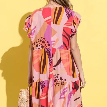 And The Why Printed Double Ruffles Sleeve Dress - Image 7