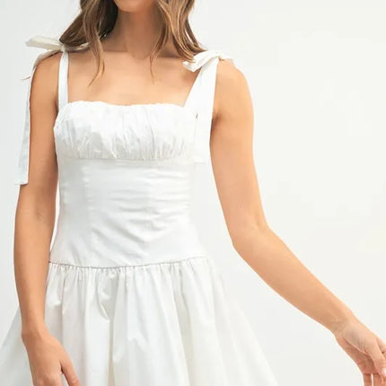 MABLE Shoulder Tie Corset Panel Mini Dress - Image 5