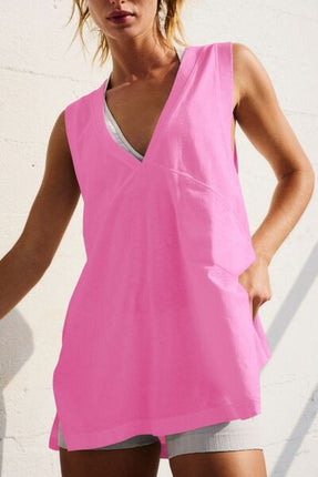 Side Slit V-Neck Tank - Image 21