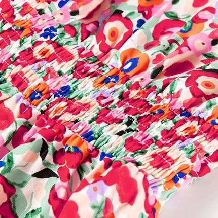 Floral Half Sleeve Deep V Neck Cutout Back Maxi Dress - Image 9