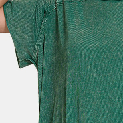 Zenana Washed Ribbed Short Sleeve Top - Image 2