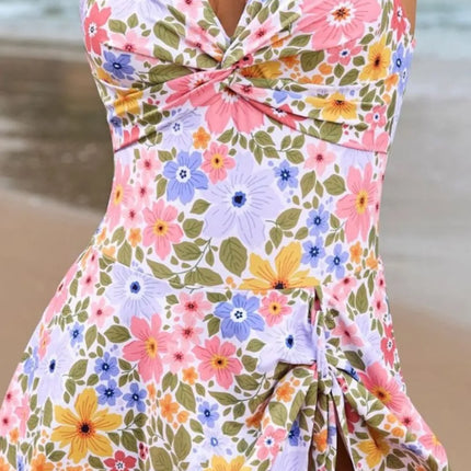 Twisted Front Crisscross Double Spaghetti Strap One-Piece Swimwear - Image 9