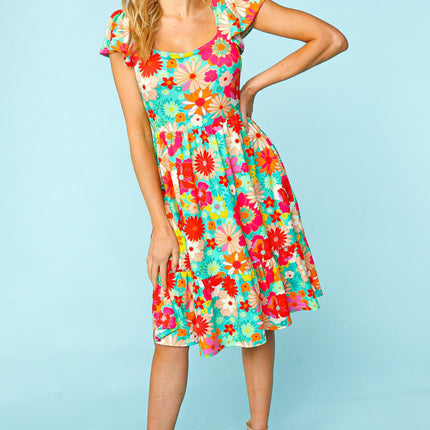 Haptics Floral Square Neck Short Sleeve Dress - Image 4