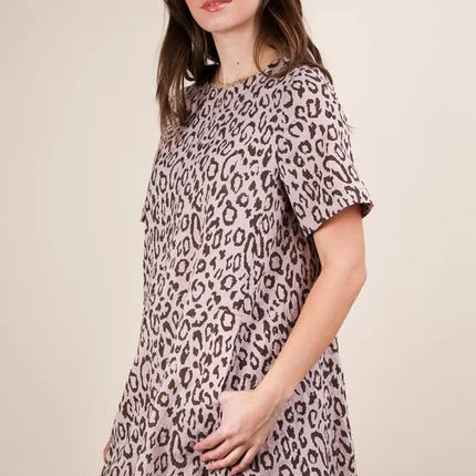 VERY J Leopard Printed Comfy Mini Dress - Image 4