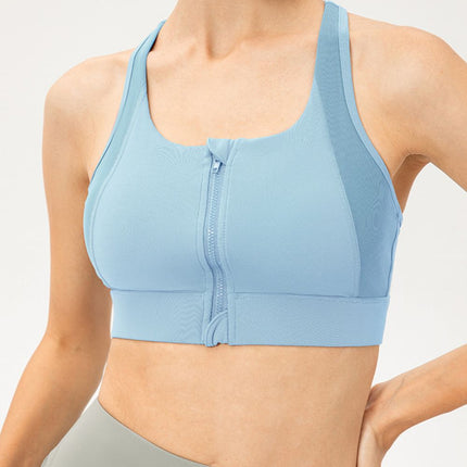 Zip-Up Round Neck Sports Bra - Image 4