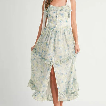 MABLE Floral Printed Shoulder Strap Midi Dress - Image 2