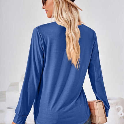 Square Neck Ruched Long Sleeve Blouse - Image 12