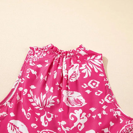 Floral Sleeveless Tasseled Tie Neck Tiered Midi Dress - Image 9