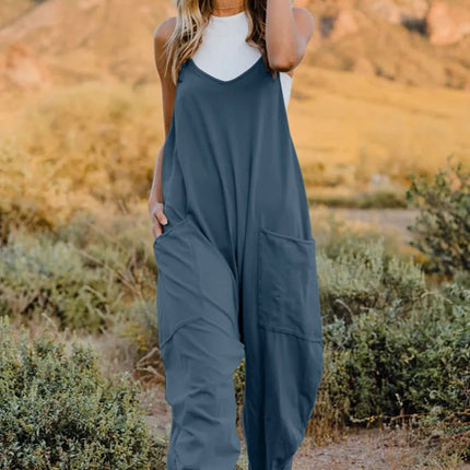 Double Take Full Size V-Neck Sleeveless Jumpsuit with Pockets - Image 11