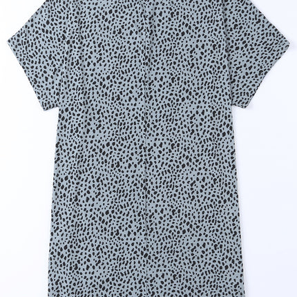 Animal Print Round Neck Tunic Tee with Pockets - Image 8