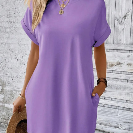 Round Neck Short Sleeve Mini Dress - Image 16