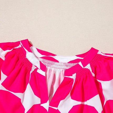 Contrast Notched Flutter Sleeve Dress - Image 9