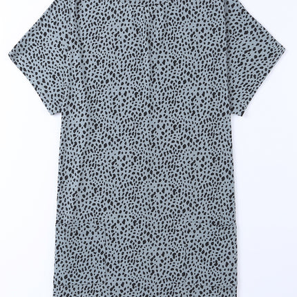 Animal Print Round Neck Tunic Tee with Pockets - Image 7