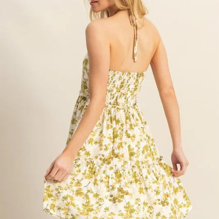 HYFVE Floral Print Halter Neck Tiered Mini Dress - Image 3