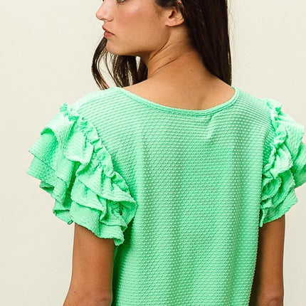 BiBi Birdseye Texture Layered Ruffle Top - Image 9